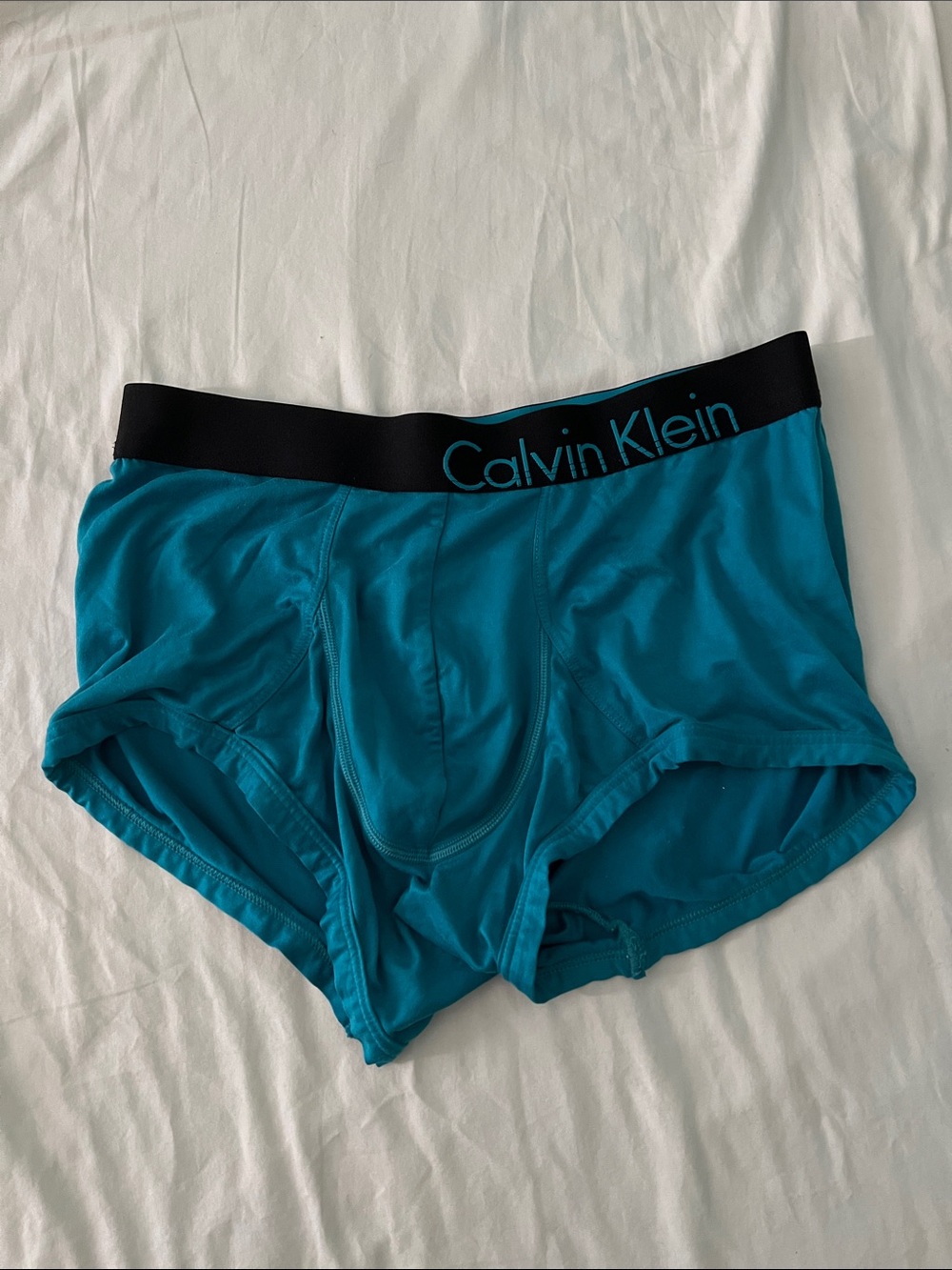 Calvin Klein Turquoise Stretch Boxer Briefs with Black Waistband